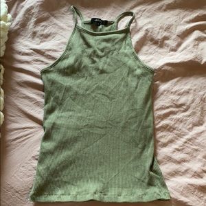 Green ribbed halter tank top